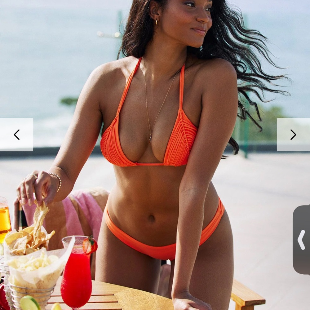 NWT PQ SWIM Isla Sliding Triangle Starfish Vibrant Orange Bikini Top  Size L - Picture 4 of 5